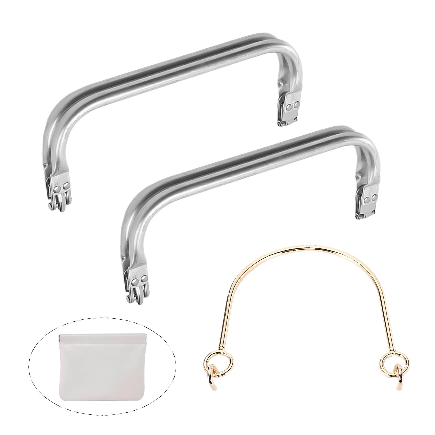 2Pcs Aluminum Clip, 1Pcs Handle, Purse Holder, Bag Hook, Purse Frame, Crochet Purse Clasp, Purse Clasp Buckle