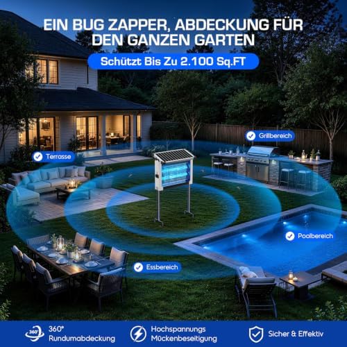 Insektenvernichter Solar Outdoor, Mückenlampe IPX5 (Weiß)