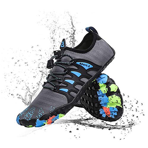 Womens Mens Kids Water Shoes Quick-Dry Aqua Socks Barefoot Shoes for Swim Surf Grey C 10 M US Women/9 M US Men - Thumbnail 7