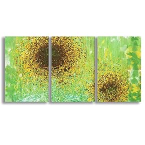 3 Plane Abstract Sunflower for Living Room x 3 Panels