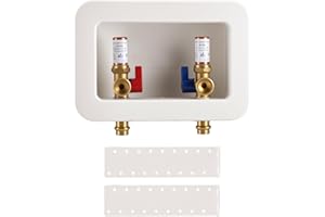 Watflow Washing Machine Outlet Box with Center Drain, 1/2" Press Fit Connect, 3/4" MHT Outlet,Red Copper Water Hammer Arresto