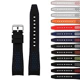 StrapsCo Rubber Perforated Rally Watch Strap Band w/ Curved Ends in 20mm, 22mm, 24mm