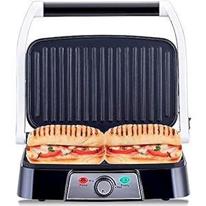 NETTA-Panini-Maker-Health-Grill-Sandwich-Toaster-Panini-Press-2-Slice-Non-Stick-Grill-Plates-1500W-Stainless-Steel NETTA Panini Maker & Health Grill - Sandwich Toaster, Panini Press - 2 Slice Non-Stick Grill Plates – Built-In Fat Tray…