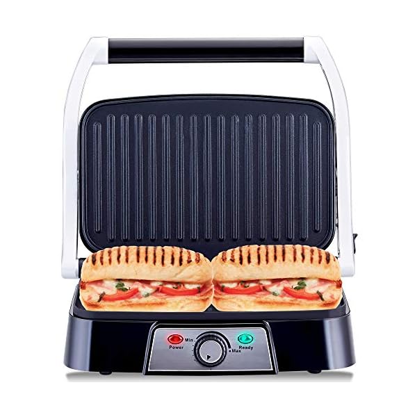 NETTA-Panini-Maker-Health-Grill-Sandwich-Toaster-Panini-Press-2-Slice-Non-Stick-Grill-Plates-1500W-Stainless-Steel NETTA Panini Maker & Health Grill - Sandwich Toaster, Panini Press - 2 Slice Non-Stick Grill Plates – Built-In Fat Tray…