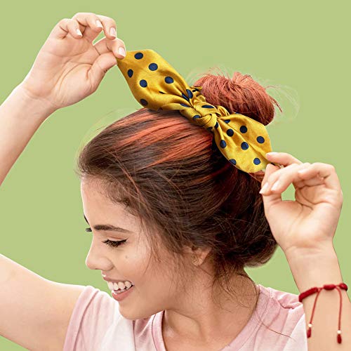 Scrunchies for Hair, 12 Pack Hair Elastics Scrunchies, Cute Pineapple Hair Ties, Hair Bands with Leopard Pattern, Polka Dot Scrunchies with Ribbon, Great Gift for Women or Girls - Thumbnail 4