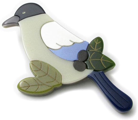 Amazon ブローチ ことり 小鳥 青い鳥 葉っぱ アクリル かわいい Ks ブルー系 ブローチ 通販