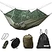 SZXKT Camping Double Hammock Mosquito Net Outdoor Hammock Travel Bed Lightweight Parachute Fabric Double Hammock, Portable Hammock for Travel, Hiking, Backpacking, Beach, Yard (Army Green)