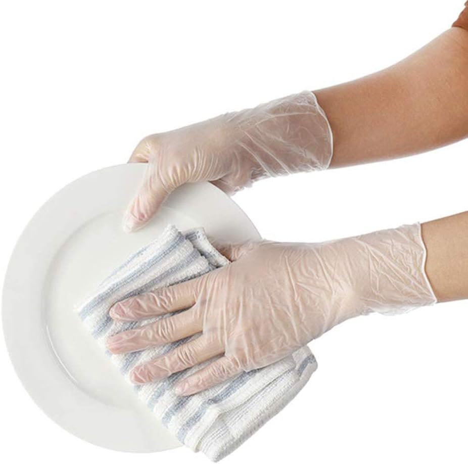 100Pcs Food Handing Gloves Multipurpose Disposable Food Grade Latex Free Safety Work Glove (Small, Clear)