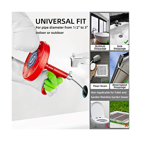 Oriflame 25 Feet Plumbing Snake Drain Auger Sink Snake Pipe Drain