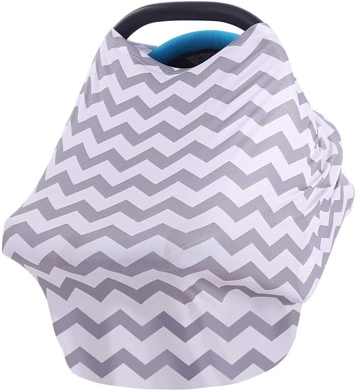 Multi-Use Organic Cotton Lycra Nursing Breastfeeding Cover Baby Car Set Cover Canopy Shopping Cart Cover Swaddle Blanket for Infants Newborns Toddlers Shower Gift - Image 3