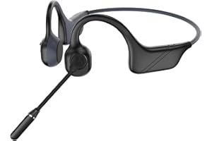 EARTEANA Wireless Bone Conduction Headphones with Dual Mics, Open-Ear Headphones with Noise-Canceling Rotated Boom Microphone, Bluetooth Wireless Headset Sweatproof Earphones for Workouts Driving