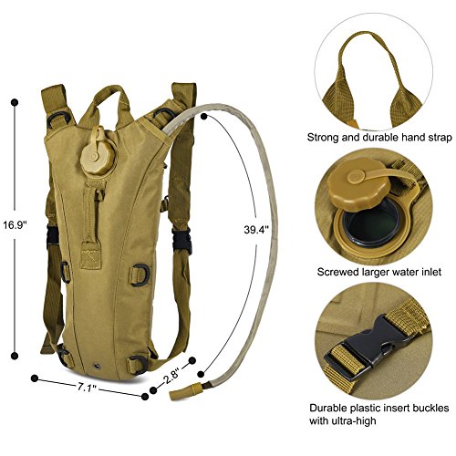 3 Liter Tactical Hydration Pack Bladder Water Bag Pouch Backpack Reservoirs For Hiking Climbing Running 3L Outdoor Men Women (Yellow) - Thumbnail 2