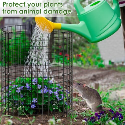 15Pcs Plants Protector from Animals 13.7inch Metal Mesh Plants Cages to Keep Animals Out Rustproof Garden Protection Covers for Indoor Outdoor Garden ZJMCAJY(Blackish Green,15)