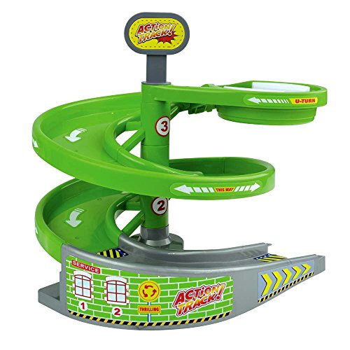 QUOXO Green Rotating Stage with A Race Car, for Magic Track Accessory (Rotary Tower)