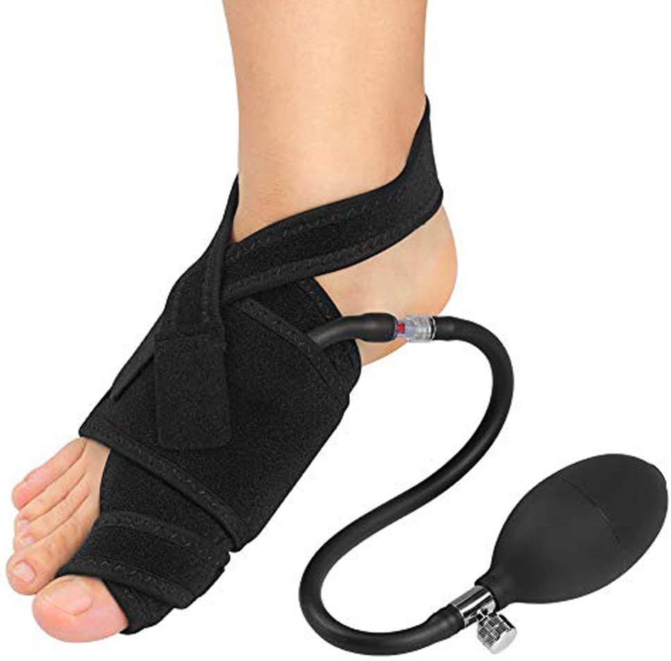 Right Inflatable Bunion Corrector Big Toe Straightener with Pneumatic Orthopedic Support, Hallux Valgus Splint with Bar for Night Pain Relief, Hammer Toe Strength, Bunion Surgery Recover