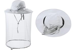 ZFFXH Head Netting Mosquito Net Hat Beekeeper Bee Veil Hat Bug Face Cover Netted Fishing Safari Hats Dog Grooming Women Men Light Gray