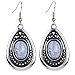 Yazilind Vintage White Oval Stone Dangle Drop Hook Alloy Earrings Women Gift