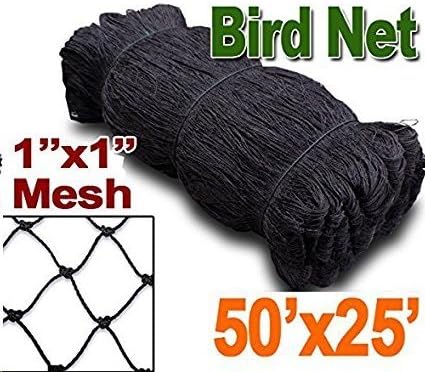 Baikalo 25' X 50' or 50' X 50' Net Netting for Bird Poultry Aviary Game Pens New 1" Square Mesh Size (25' X 50')