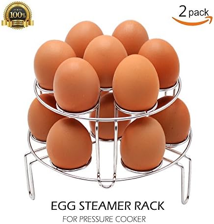 TaiTian 2 Piece Upgraded Heavy Duty Version Stackable Stainless Steel Rustless Egg Steamer Rack for Instant Pot Accessories and Pressure Cooker, Pressure Cooker Accessories