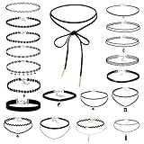 Choker Necklace, HokoAcc Womens Choker Necklace Set Black Velvet Lace Tattoo Choker Set Girls Stretch Necklace (20 pcs)