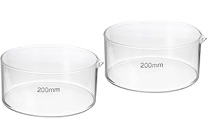 PATIKIL 2500ml Crystallizing Dish, 2 Pcs Borosilicate Glass Crystallizing Dished with Spout Flat Bottom Lab Dish Evaporation Dishes Transparent for Laboratory Kitchen Science Classroom