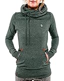 StyleDome Women's Cotton High Collar Hoodies Long Sleeve Sweatshirt Pullover Coat Green US 8