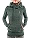StyleDome Women's Cotton High Collar Hoodies Long Sleeve Sweatshirt Pullover Coat Green US 8