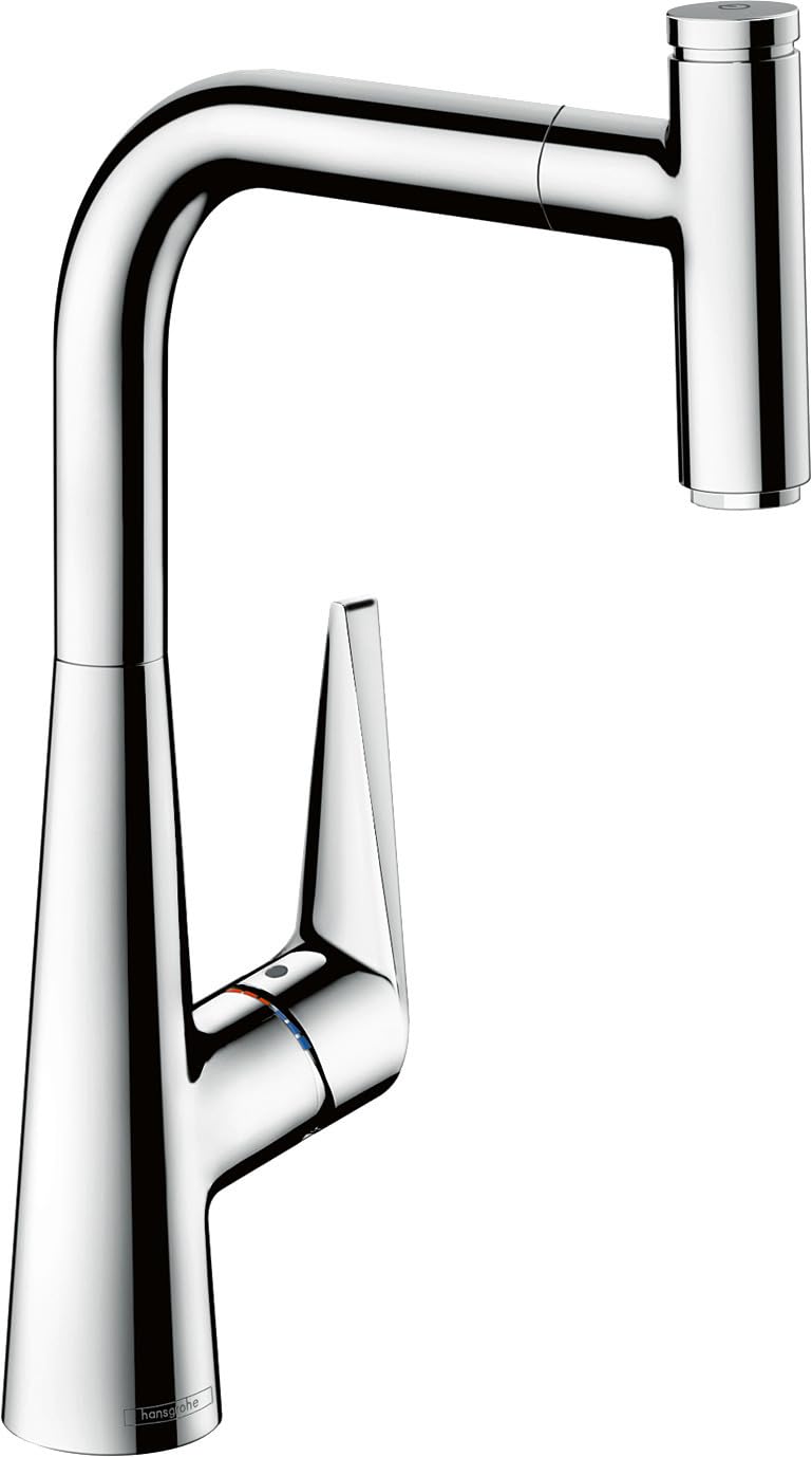 hansgrohe Talis Select S kitchen tap 300 with pull out spray, 150° swivel range and start/stop push button, chrome 72821000