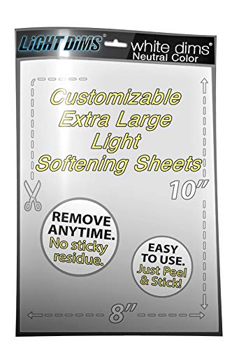 LightDims White Dims Light Dimming / Softening Sheet for Harsh LED Lights, Electronics and Appliances and more. Dims 15-30% of Light, 20cm x 27.5cm Extra Large Size.