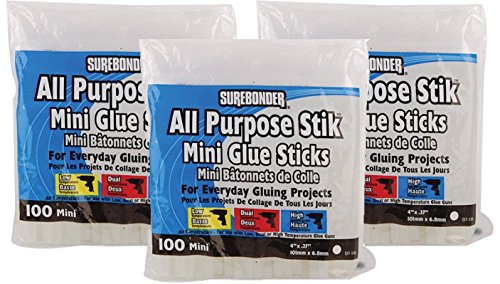 UPC 608766672303, Surebonder DT-100 Made in the USA All Purpose Stik-Mini Glue Sticks-All Temperature-5/16&quot;D, 4&quot;L Hot Melt Glue Sticks-100 Sticks per bag (3 pack)