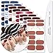 WOKOTO 8 Sheets Pure Color Nail Art Polish Wraps Decals with 1Pcs Nail File Classical Adhesive Nail Sticker Strips Manicure Accessories