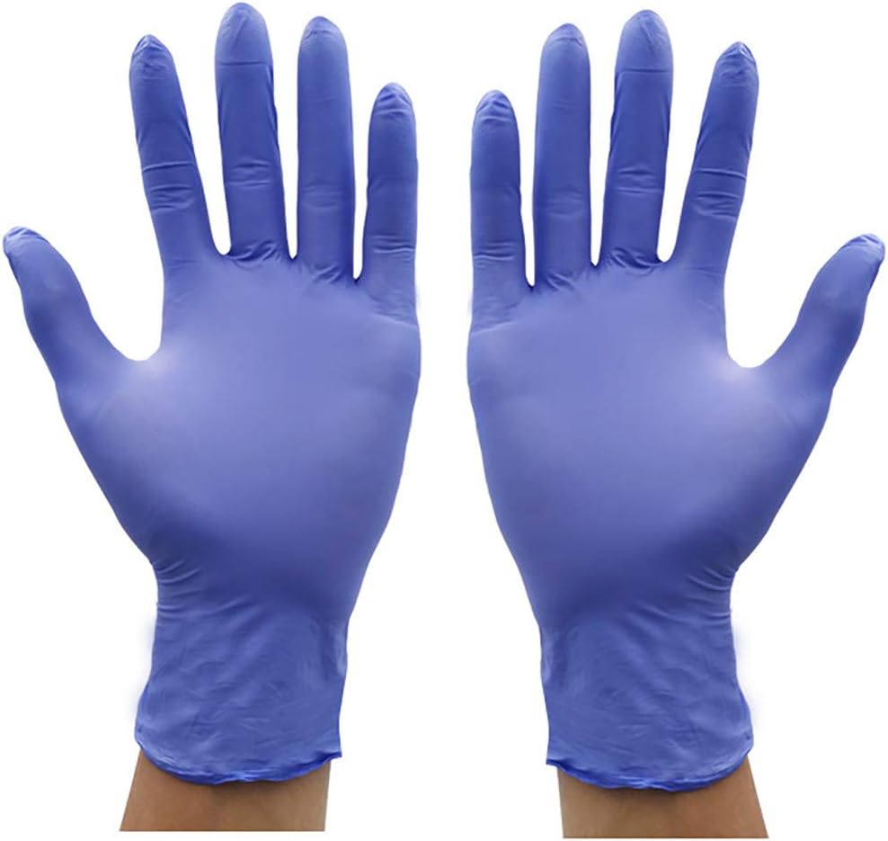 Sallymonday 100 Pcs Disposable Nitrile Gloves Rubber Latex Free, Medical Exam Grade, Examination, Comfortable Disposable Mechanic Nitrile Gloves Exam Gloves (Large)