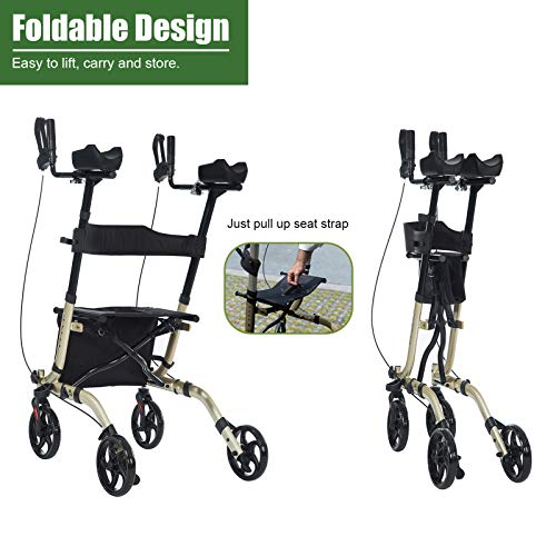 BEYOUR WALKER Lightweight Upright Rollator Walker 8" Front Wheels with