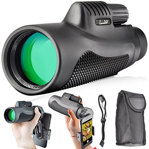 Landove Monoculars 10x42 Compact Monocular Spotting Scope HD Telescope Camping Hunting Traveling Sporting Events Bird Watching Smartphone Adapter Carrying Case