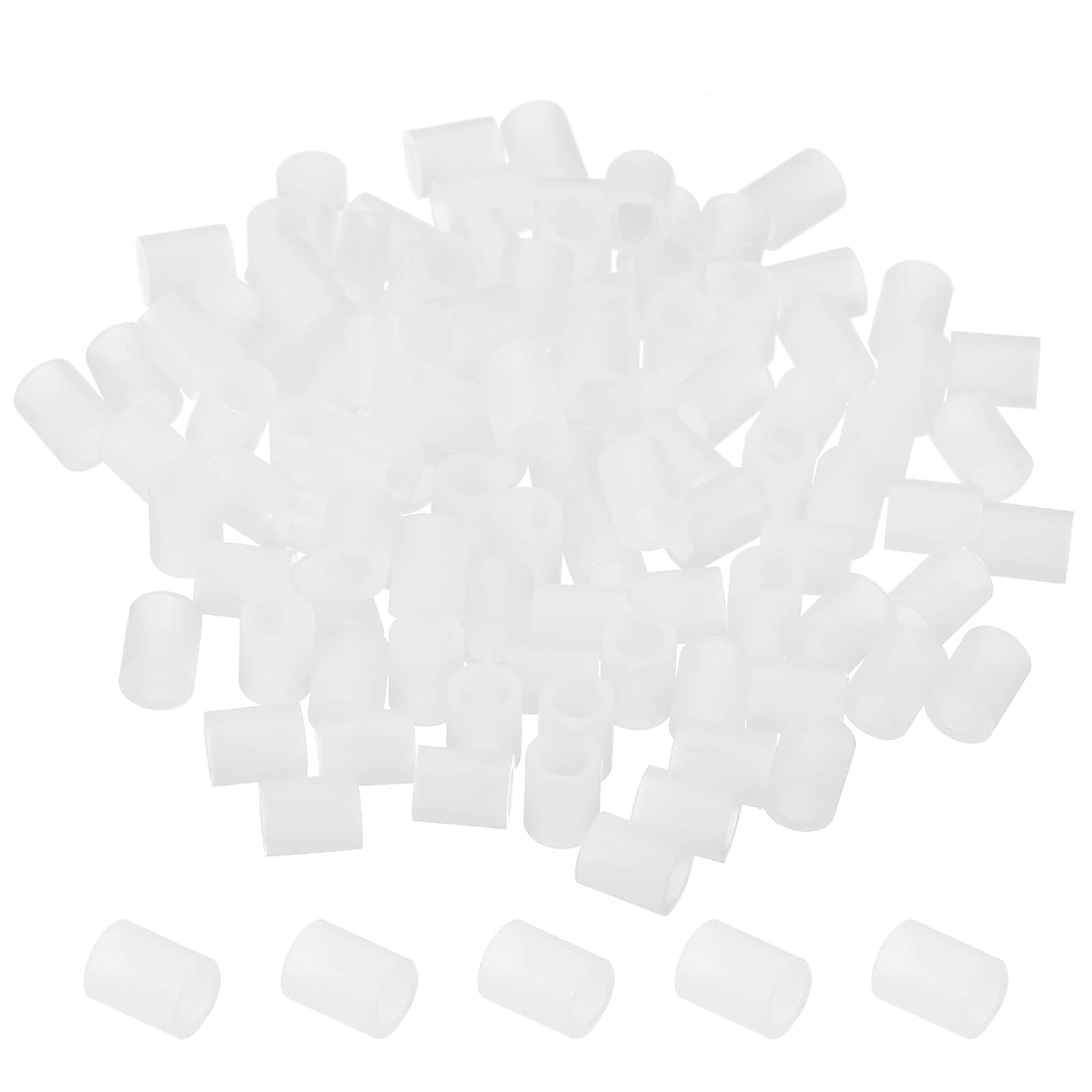 PATIKIL 3.2mm ID x 5mm OD x 6mm L Round Spacers Washers, 100 Pack Nylon Standoff Gaskets for M3 Hardware Screws Bolts for 3D Printer Electrical Outlet, White