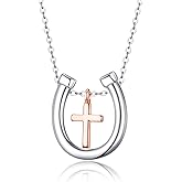 TALYKONG Horseshoe/Horse Stirrup Necklace for Women Cross Equestrian Jewelry Gifts for Women