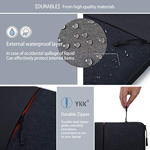 SIMTOP 360° Protection Laptop Sleeve 14 inch Case Bag compatible with 14" Lenovo ThinkPad Dell HP ChromeBook, 15" New MacBook Pro USB-C Touch Bar A1990 A1707 (Black) - Image 6