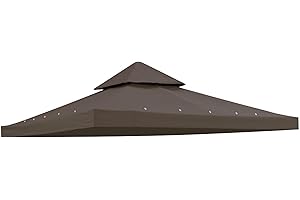 Yescom 10x10Ft UV30+ Gazebo Replacement Top for 2 Tier Outdoor Canopy Cover Patio Backyard Party Deck Coffee Liqueur