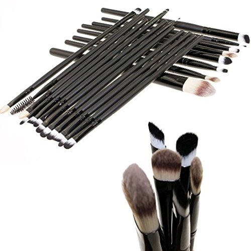MELADY20pcs Multi-function Pro Cosmetic Powder Foundation Eyeshadow Eyeliner Lip Makeup Brushes Sets (Black)