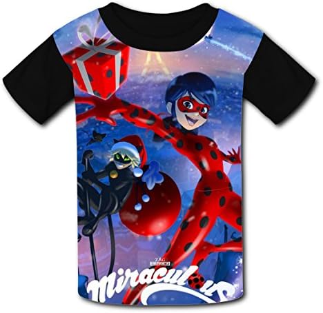 NYimYV Miraculous Christmas Cheer Ladybug Children 3D Graphic Round Neck Tops for Teen Boys Girls