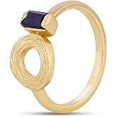 iCarats 18k Gold Plated 925 Sterling Silver Black Onyx Ring Stackable Birthstone Band For Women Non Tarnish