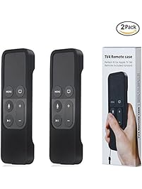 Apple TV (4th Gen) Remote Case,HARDKING Light Weight Anti-Slip Shock Proof Silicone Protective Cover Case with Lanyard for Apple TV 4th Generation Siri Remote Controller (2 Black)