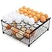 MyGift 2 Tier Black Metal Chicken Wire 36 Egg Display Tray with Bottom Storage Compartment for Fresh Eggs, Country Rustic Farm Egg Basket Container Box