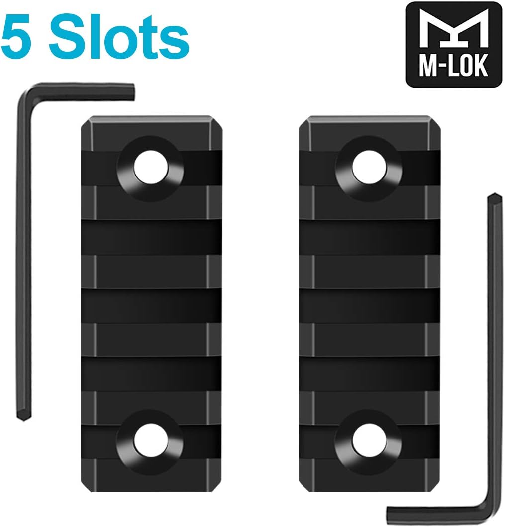 VIAKEY Mlok Picatinny Rail, 2 Pack 5 Slot M-Lok Aluminum Picatinny Rails Section for M LOK Systems with 5 T-Nuts & 5 Screws & 2 Allen Wrench (2Pcs Mlok 5-Slot) : Sports & Outdoors