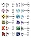 LOYALLOOK 12Pairs Stainless Steel Square CZ Ear Piercing Birthstone Stud Earrings for Women 5MM