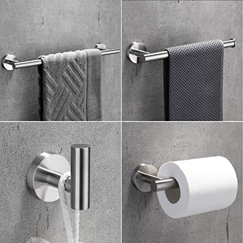 image for LuckIn Brushed Nickel Bathroom Accessories Set, Modern Style Towel Bar