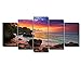 PIY Canvas Wall Paintings for Living Room, Beach Sunset Pictures, Small (24x50 overall by 5 piece)