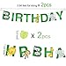 15pcs Jungle Animals Leaves Happy Birthday Banner, Cute Zoo Party Decoration Supplies for Woodland Garland Forest Themed Birthday Festival Party