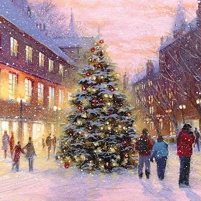 GBCC Archive Collection Pack of 6 Festive Charity Christmas Cards - Christmas Tree in the Snow - Premium Greeting Cards - Supporting UK Charities