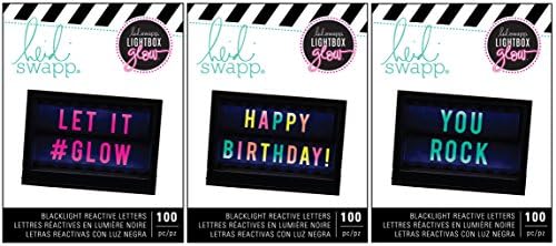 Heidi Swapp Lightbox Glow Mega Pack Inserts - Pink, Teal and Multicolor - Alphabet and Numbers Sets - 300 Inserts